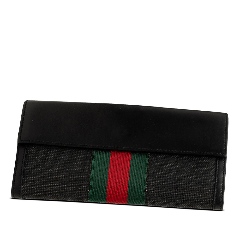 Pre-Loved Gucci Canvas and Leather Web Continental Wallet - Picture 2 of 8